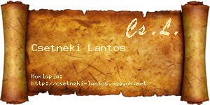 Csetneki Lantos névjegykártya